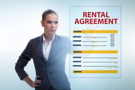 Rental agreement concept with businesswomanの写真素材