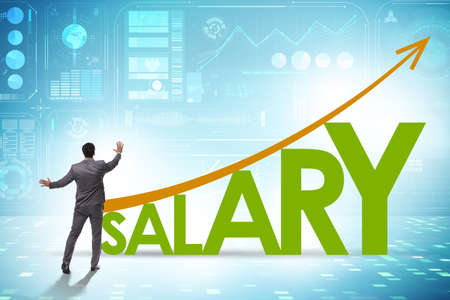 Salary increase concept with businessmanの写真素材