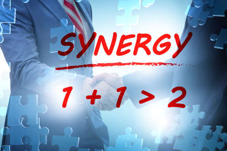 Businessman in synergy business conceptの写真素材