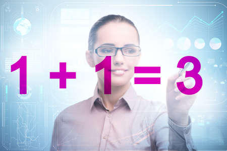 Businesswoman in synergy business conceptの写真素材