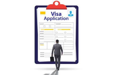 Visa application concept with businessmanの写真素材