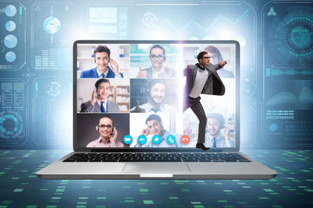 Videoconferencing concept with people in online callの写真素材
