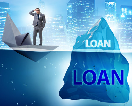 Debt and loan concept with hidden icebergの写真素材