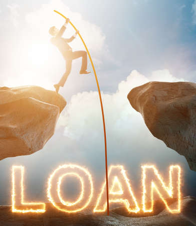 Businessman in debt and loan conceptの写真素材