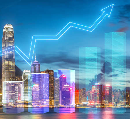 Trading concept with financial chartの写真素材