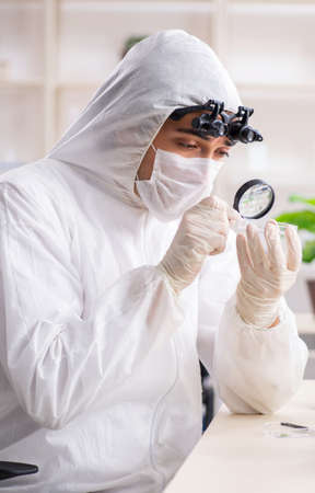 Biotechnology chemist working in labの写真素材