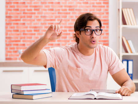Young student preparing for college examsの写真素材