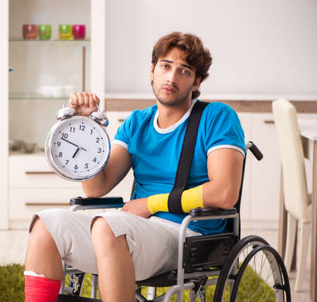 Injured man recovering from his injuryの写真素材