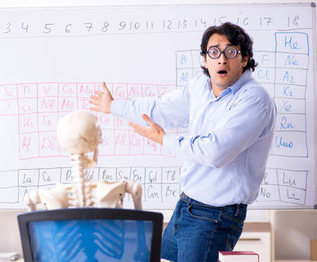 Young male chemist teacher and student skeletonの写真素材