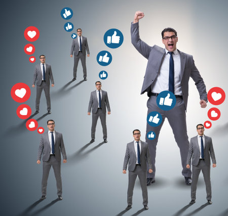 Concept of social networks with businessmenの写真素材
