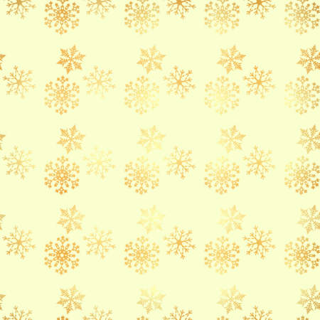 golden Snowflakes seamless pattern. Snow falls background. Symbol winter, Merry Christmas holiday, Happy New Year celebration Vector illustrationのイラスト素材