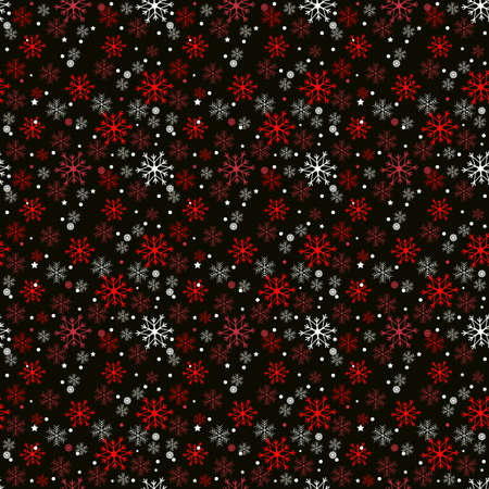 Snowflakes seamless pattern. Snow falls background. Symbol winter, Merry Christmas holiday, Happy New Year celebration Vector illustrationのイラスト素材