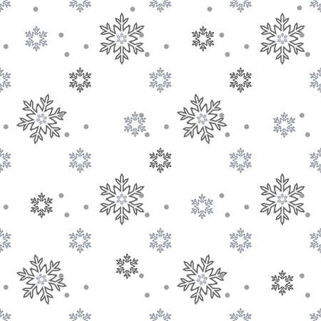 Snowflakes seamless pattern. Snow falls background. Symbol winter, Merry Christmas holiday, Happy New Year celebration Vector illustrationのイラスト素材