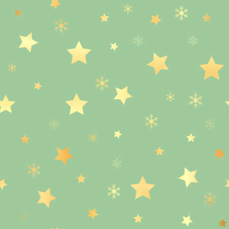 Golden Stars Seamless Pattern. The vector image. Gold Starry night skyのイラスト素材