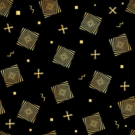 A black and gold optical illusion seamless. Black and gold vector seamless pattern.のイラスト素材
