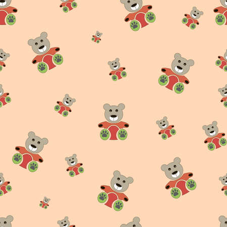 Teddy bear seamless pattern. bear doll seamless patternのイラスト素材