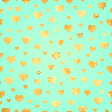Seamless pattern with gold foil hearts.のイラスト素材