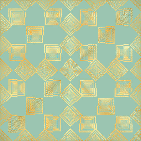 Gold squares seamless. Vector illustration. Abstract seamless pattern with gold confetti squares.のイラスト素材
