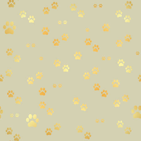 Dog Gold paw prints. Seamless pattern of animal gold footprints. Dog paw print seamless patternのイラスト素材