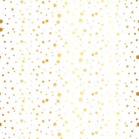 White and gold pattern. Abstract geometric modern background. Vector illustration.Shiny backdrop. Texture of gold foil. Art deco style. Polka dots, confetti.のイラスト素材