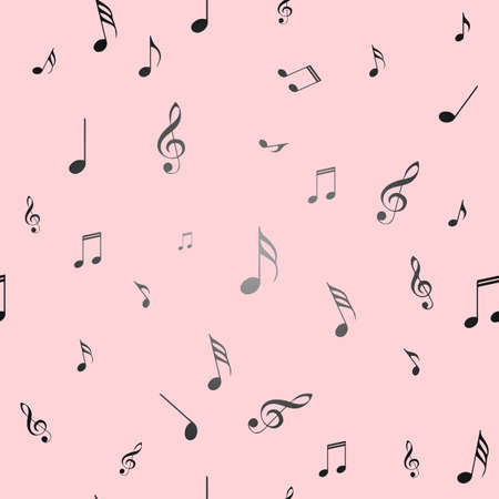 Pink seamless pattern music notes on a pink background.のイラスト素材