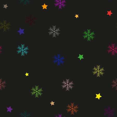 Winter Seamless colorful Snowflake Pattern. Vector snowflakes seamless. Christmas background with starのイラスト素材