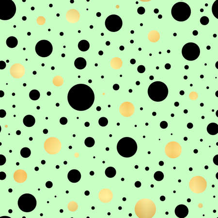 Abstract background with black and gold circles. Seamless patternのイラスト素材