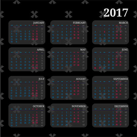 Simple 2017 year vector calendar vertical seamlessのイラスト素材