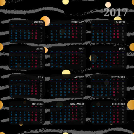 Simple 2017 year vector calendar vertical seamlessのイラスト素材