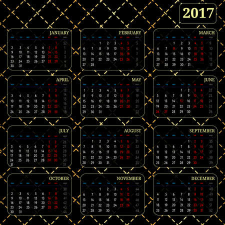 Simple 2017 year vector calendar  design, calendar vertical seamless.のイラスト素材