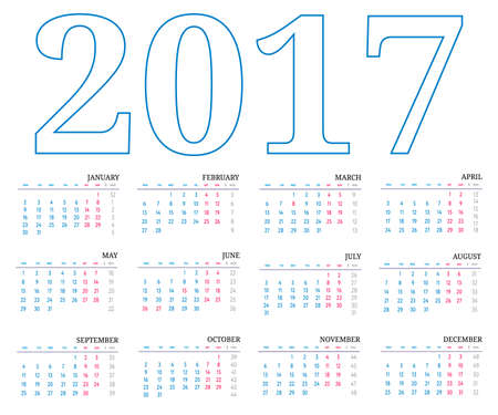 Calendar for 2017 on white background Vectorのイラスト素材