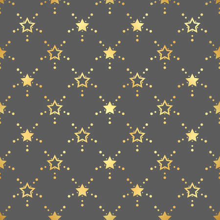 Golden Stars Seamless Pattern. The vector image. Gold Starry night skyのイラスト素材