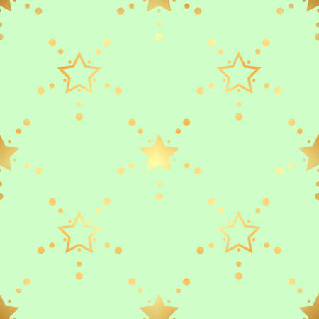 Golden Stars Seamless Pattern. The vector image. Gold Starry night skyのイラスト素材