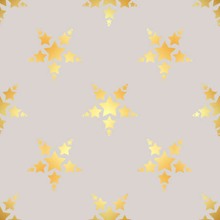 Gold star seamless pattern. Abstract black modern seamless pattern with gold confetti stars. Vector illustration. Shiny background. Texture of gold foil.のイラスト素材
