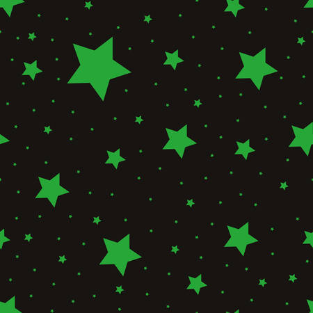Green Stars Seamless Pattern. The vector image. Starry night skyのイラスト素材