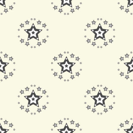 Seamless vector pattern with black and white stars of various sizes on white background.のイラスト素材