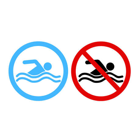 Swimming area and no swimming signs.のイラスト素材