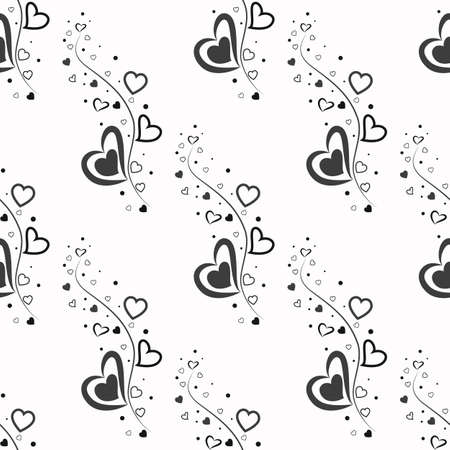 Hipster doodle hearts in black and white seamless pattern.のイラスト素材
