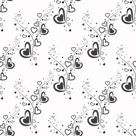 Hipster doodle hearts in black and white seamless pattern.のイラスト素材