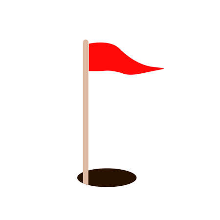 golf red flag and hole. vector icon illustration epsのイラスト素材
