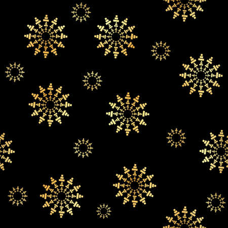 Gold Circular element made of squares seamless pattern. Gold Squares seamless rotating. Abstract monochrome design element seamless.のイラスト素材
