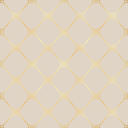 Geometric repeating ornament. Seamless abstract modern texture with diagonal golden dots for wallpapers and backgroundのイラスト素材
