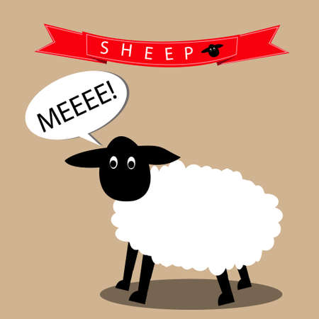 Sheep say sleepy. sheep with speech bubble. Vector illustration design.のイラスト素材