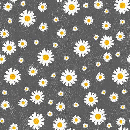 Vector seamless texture background for wrapping paper. Chamomile daisy flower decoration pattern designのイラスト素材