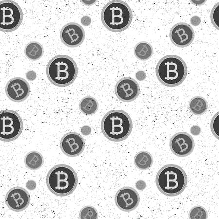 Pattern black bitcoin. Simple seamless pattern, black bitcoin symbols on white background, vector illustration eps10のイラスト素材