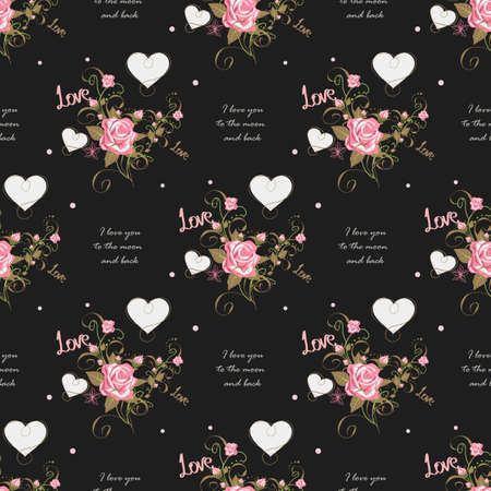 Cute valentine s seamless pattern with hearts. I love you to the moon and back eps 10のイラスト素材