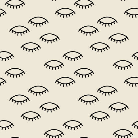 Line seamless monochrome eyelash pattern backgroundのイラスト素材