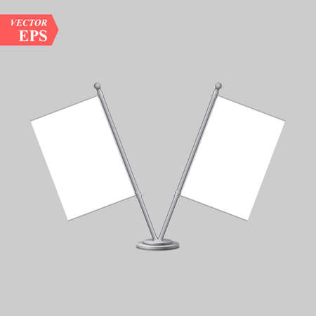 small table two flag isolated on white background. vector table flag mock-upのイラスト素材