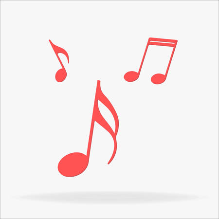 music, note icon. Red music note set web iconsのイラスト素材