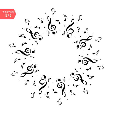 Music score note. Decoration of musical notes in the shape of a circleのイラスト素材